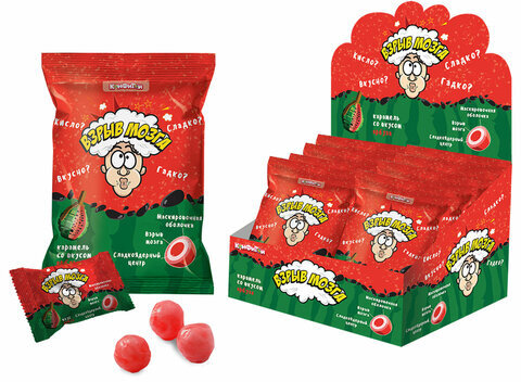 Карамель "ВЗРЫВ МОЗГА" со вкусом арбуза, 15 г, КОНФИТОЙ, КТ92714