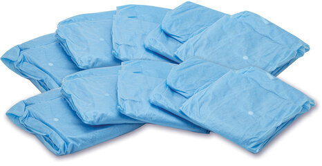 Халат одноразовый голубой на кнопках КОМПЛЕКТ 10 шт., XL, 110 см, резинка, 20 г/м2, СНАБЛАЙН