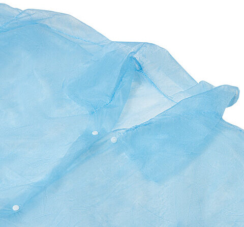 Халат одноразовый голубой на кнопках КОМПЛЕКТ 10 шт., XL, 110 см, резинка, 20 г/м2, СНАБЛАЙН