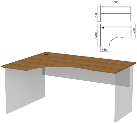 Стол эргономичный ЧАСТЬ 1 "Арго", 1600х1200х760 мм, левый, орех