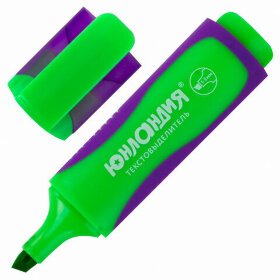 Текстовыделитель ЮНЛАНДИЯ &quot;ELASTIC&quot;, ЗЕЛЕНЫЙ, прорезиненный корпус, линия 1-5 мм, 151760