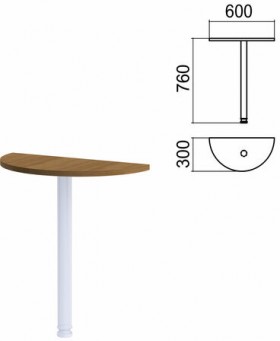 Стол приставной полукруг "Арго", 600х300 мм, БЕЗ ОПОРЫ, орех