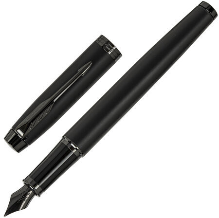 Ручка перьевая PARKER "IM Achromatic Black BT", ежедневник А5 черный, пакет, 880901