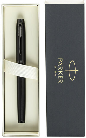 Ручка перьевая PARKER "IM Achromatic Black BT", ежедневник А5 черный, пакет, 880901