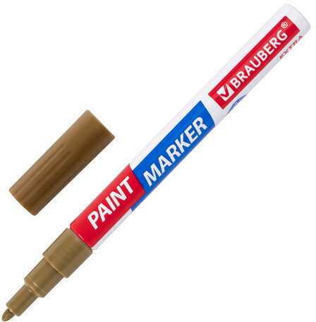 Маркер-краска лаковый EXTRA (paint marker) 2 мм, ЗОЛОТОЙ, УСИЛЕННАЯ НИТРО-ОСНОВА, BRAUBERG, 151972