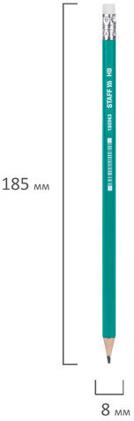Карандаш чернографитный STAFF "EVERYDAY" BLP-963, 1 шт., НВ, с ластиком, пластиковый, зеленый корпус, 180963