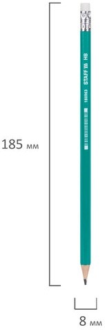 Карандаш чернографитный STAFF "EVERYDAY" BLP-963, 1 шт., НВ, с ластиком, пластиковый, зеленый корпус, 180963