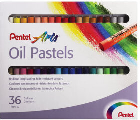 Пастель масляная художественная PENTEL &quot;Oil Pastels&quot;, 36 цветов, круглое сечение, картонная упаковка, PHN4-36