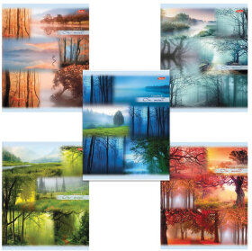 Тетрадь А5, 80 л., HATBER, скоба, линия, обложка картон, &quot;ПРОБУЖДЕНИЕ ПРИРОДЫ&quot; (5 видов), 80Т5В2, T241851