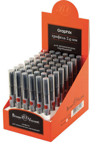 Грифели для карандаша цангового 2 мм, BRUNO VISCONTI Graphix, КОМПЛЕКТ 5 штук, HB, 21-0043