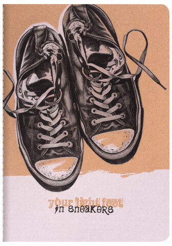 Тетрадь 40 л. в клетку обложка КРАФТ, бежевая бумага 70 г/м2, сшивка, А5 (147х210 мм), SNEAKERS, BRAUBERG, 403759