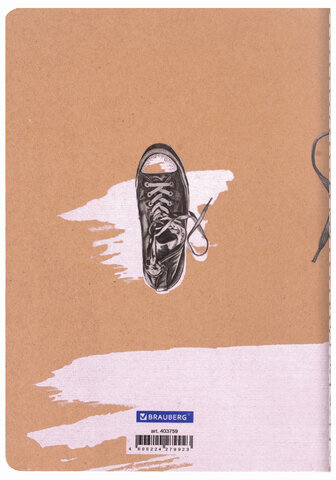 Тетрадь 40 л. в клетку обложка КРАФТ, бежевая бумага 70 г/м2, сшивка, А5 (147х210 мм), SNEAKERS, BRAUBERG, 403759