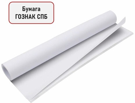 Бумага для акварели А1 (600х850 мм), КОМПЛЕКТ 5 листов, среднее зерно, 200 г/м2, ГОЗНАК, BRAUBERG ART, 114488