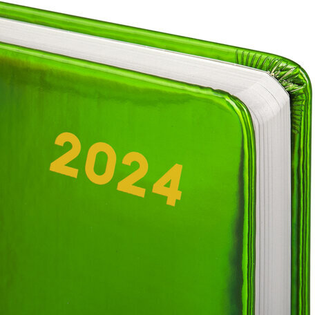 Ежедневник датированный 2024 А5 138x213 мм, BRAUBERG "Holiday", под кожу, "зеркальный", зеленый, 114845