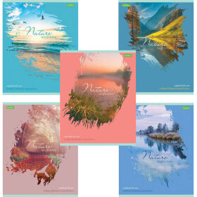 Тетрадь А5, 80 л., HATBER-ECO, скоба, клетка, обложка картон, &quot;Nature&quot;, 80Т5C1