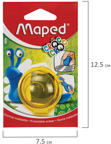 Ластик-клячка художественный MAPED Croc Croc "Улитка" в футляре, 40x36x10 мм, мягкий, голубой, 014501