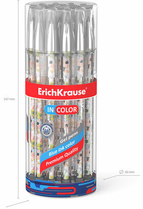 Ручка гелевая ERICH KRAUSE InColor "Flower Cocktail", СИНЯЯ, игольчатый узел 0,5 мм, линия письма 0,4 мм, 50838