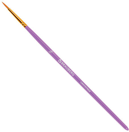 Кисти синтетика BRAUBERG, НАБОР 10 шт., фиолетовые (Круглые; Овальные; Плоские; Лайнеры), 201029