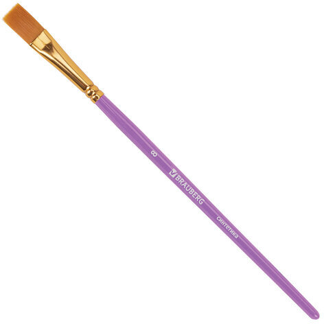 Кисти синтетика BRAUBERG, НАБОР 10 шт., фиолетовые (Круглые; Овальные; Плоские; Лайнеры), 201029