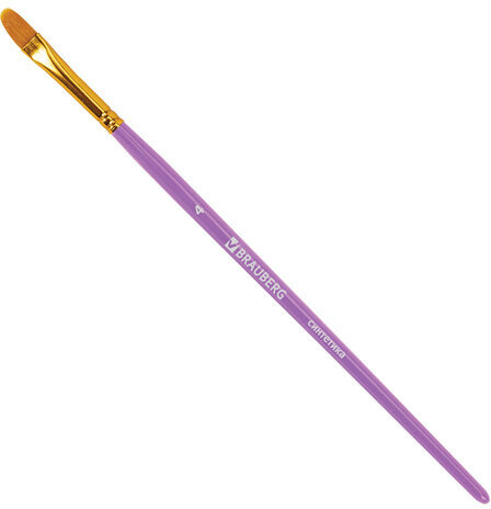 Кисти синтетика BRAUBERG, НАБОР 10 шт., фиолетовые (Круглые; Овальные; Плоские; Лайнеры), 201029