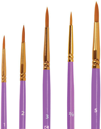 Кисти синтетика BRAUBERG, НАБОР 10 шт., фиолетовые (Круглые; Овальные; Плоские; Лайнеры), 201029