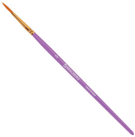 Кисти синтетика BRAUBERG, НАБОР 10 шт., фиолетовые (Круглые; Овальные; Плоские; Лайнеры), 201029