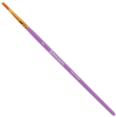 Кисти синтетика BRAUBERG, НАБОР 10 шт., фиолетовые (Круглые; Овальные; Плоские; Лайнеры), 201029