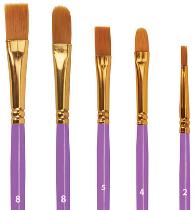 Кисти синтетика BRAUBERG, НАБОР 10 шт., фиолетовые (Круглые; Овальные; Плоские; Лайнеры), 201029