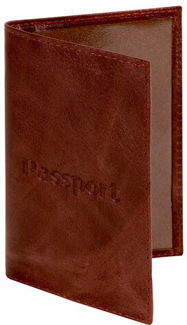 Обложка для паспорта натуральная кожа пулап, "Passport", кожаные карманы, коричневая, BRAUBERG, 238197
