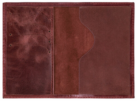 Обложка для паспорта натуральная кожа пулап, "Passport", кожаные карманы, коричневая, BRAUBERG, 238197