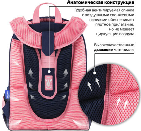 Ранец BRAUBERG PREMIUM, 2 отделения, с брелком, "Believe in miracles", 38х29х16 см, 270595