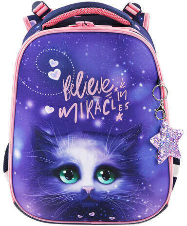 Ранец BRAUBERG PREMIUM, 2 отделения, с брелком, "Believe in miracles", 38х29х16 см, 270595