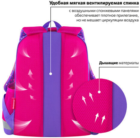 Ранец ПИФАГОР EVA BASIC, 1 отделение, эргономичная спинка, "Amazing girl", 39х30х16 см, 271377
