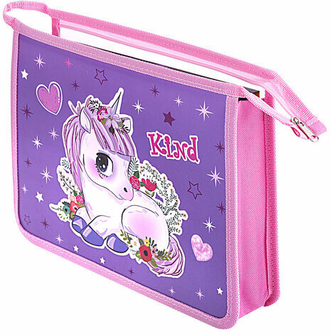 Папка для тетрадей ПИФАГОР А5, 1 отделение, пластик, на молнии, "Happy Unicorn", 271495