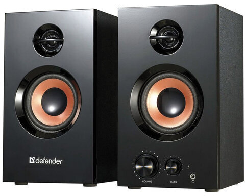 Колонки компьютерные DEFENDER AURORA S20, 2.0, 2х10 W, дерево, двухполосные, черные, рег. громкости, 65419