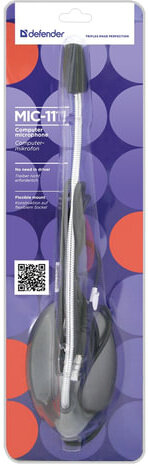 Микрофон настольный DEFENDER MIC-111, кабель 1,5 м, 54 Дб, серый, 64111