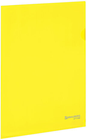 Папка-уголок А4 желтая 0,10 мм, BRAUBERG EXTRA, 271700