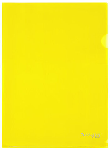 Папка-уголок А4 желтая 0,10 мм, BRAUBERG EXTRA, 271700