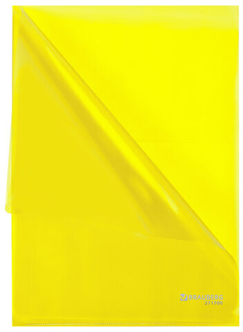 Папка-уголок А4 желтая 0,10 мм, BRAUBERG EXTRA, 271700