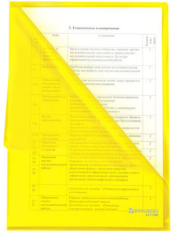 Папка-уголок А4 желтая 0,10 мм, BRAUBERG EXTRA, 271700