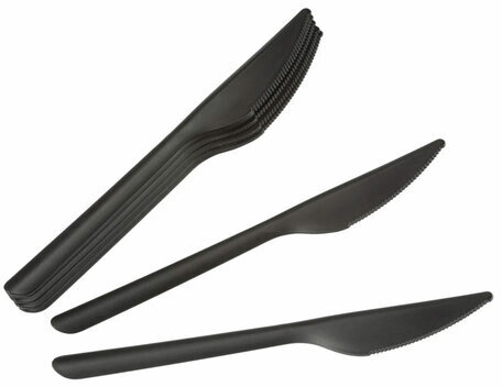 Нож одноразовый полипропиленовый 173 мм черный, КОМПЛЕКТ 50 шт., ПРЕМИУМ, WELDAY, 881104