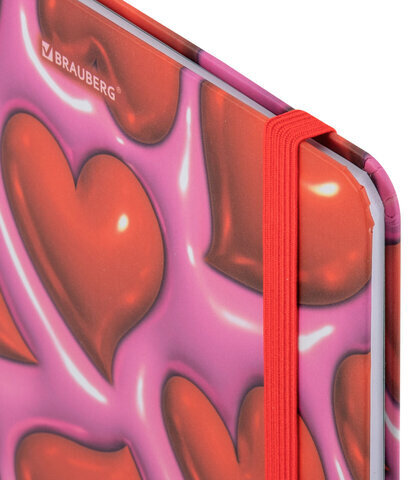 Дневник 1-11 класс 48 л., твердый, BRAUBERG, матовая ламинация, резинка, закладка-ляссе, с подсказом, "Сердечки", 107241