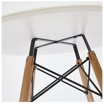 Стол обеденный BRABIX "Eames T-01", круглый диаметр 80 см, опоры дерево, пластик белый, 532633