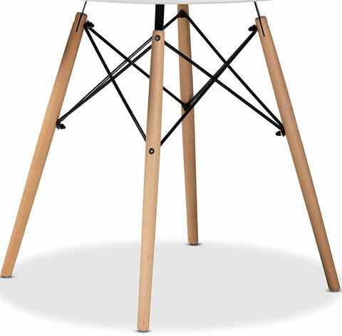 Стол обеденный BRABIX "Eames T-01", круглый диаметр 80 см, опоры дерево, пластик белый, 532633