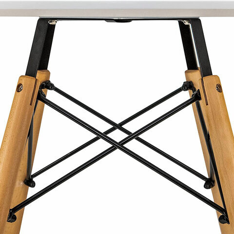 Стол обеденный BRABIX "Eames T-01", круглый диаметр 80 см, опоры дерево, пластик белый, 532633