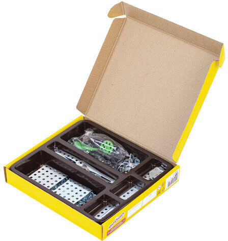 Конструктор металлический ЮНЛАНДИЯ "Для уроков труда №3", развивающий, 292 элемента, 104681