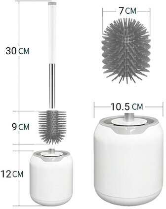 Ершик для унитаза силиконовый ROUND TYPE напольный / настенный с креплением и пинцетом LAIMA, 608133