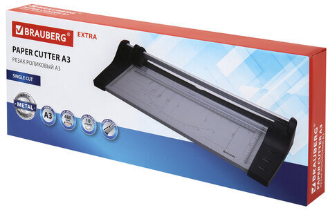 Резак роликовый BRAUBERG EXTRA A3, до 10 л, длина реза 480 мм, металлическое основание, 532326
