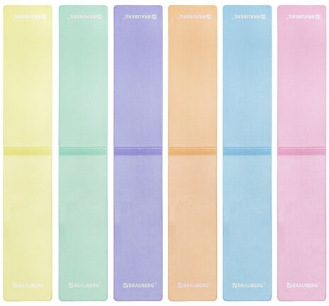 Закладки для книг МАГНИТНЫЕ, "PASTEL", набор 6 штук, 60x20 мм, BRAUBERG, 117013