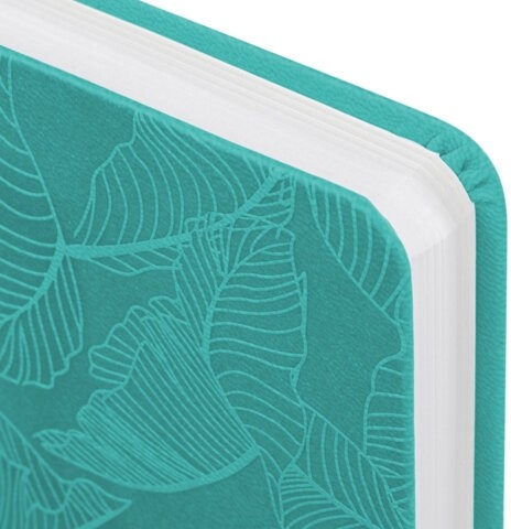 Ежедневник датированный 2026 А5 138x213 мм, BRAUBERG "Foliage", под кожу, гибкий, бирюзовый, 117127